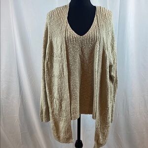 J. Jill Cream Two Piece Tank Cardigan Sweater Set with Relaxed Fit
